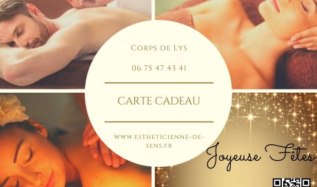 Idée cadeau massage soin du corps et du visage, chez corps de lys, esthéticienne de Sens et sa région en ligne